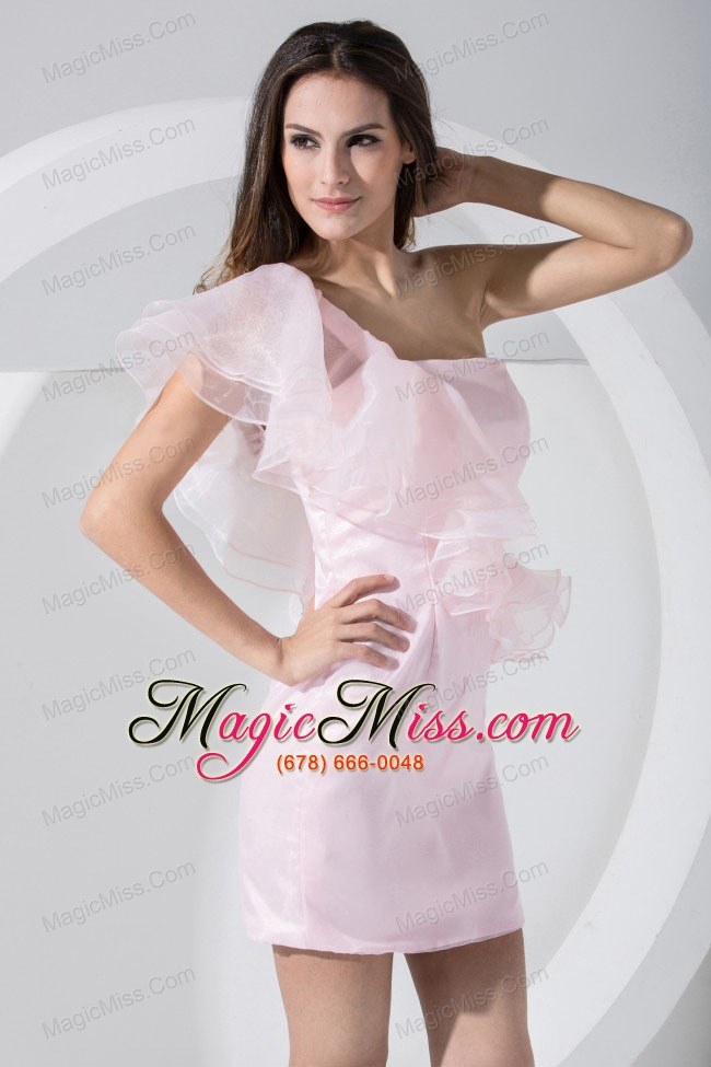 wholesale light pink cocktail dress column one shoulder mini-length for club