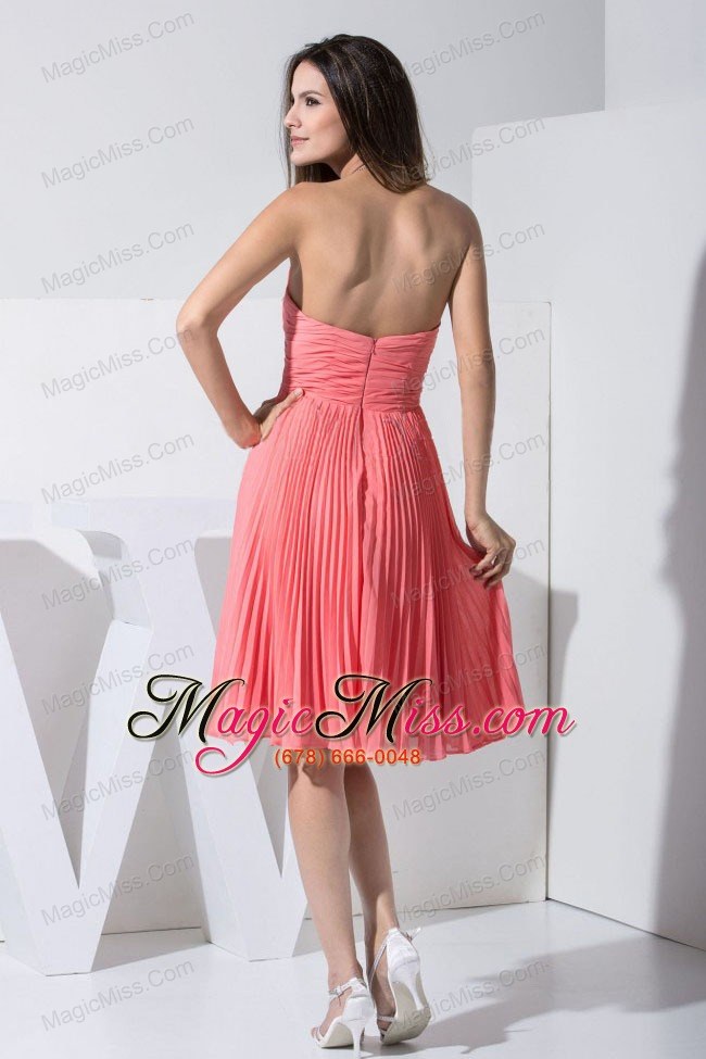 wholesale beading and pleat decorate bodice knee-length watermelon red 2013 prom / homecoming dress