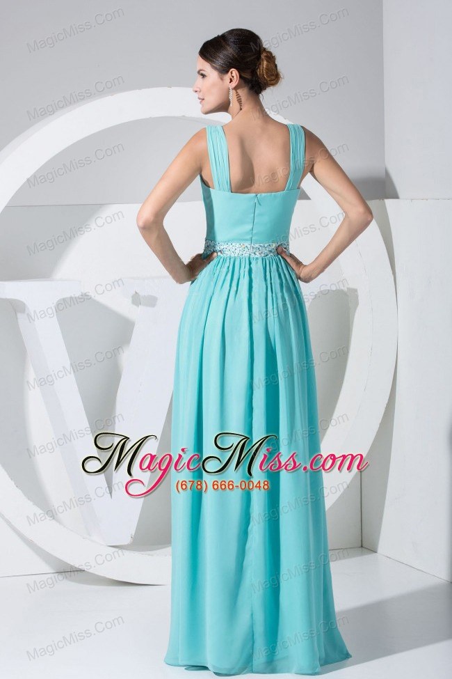 wholesale beading decorate wasit aqua blue empire 2013 prom dress for formal evening