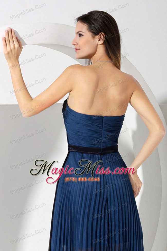 wholesale pleat blue and black sweetheart neckline tea-length organza 2013 prom dress