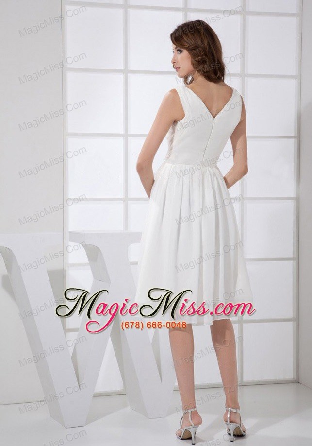wholesale v-neck white chiffon knee-length empire 2013 prom dress