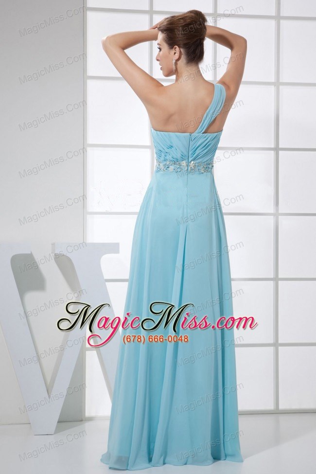 wholesale light blue one shoulder beading and ruch empire floor-length 2013 prom dress