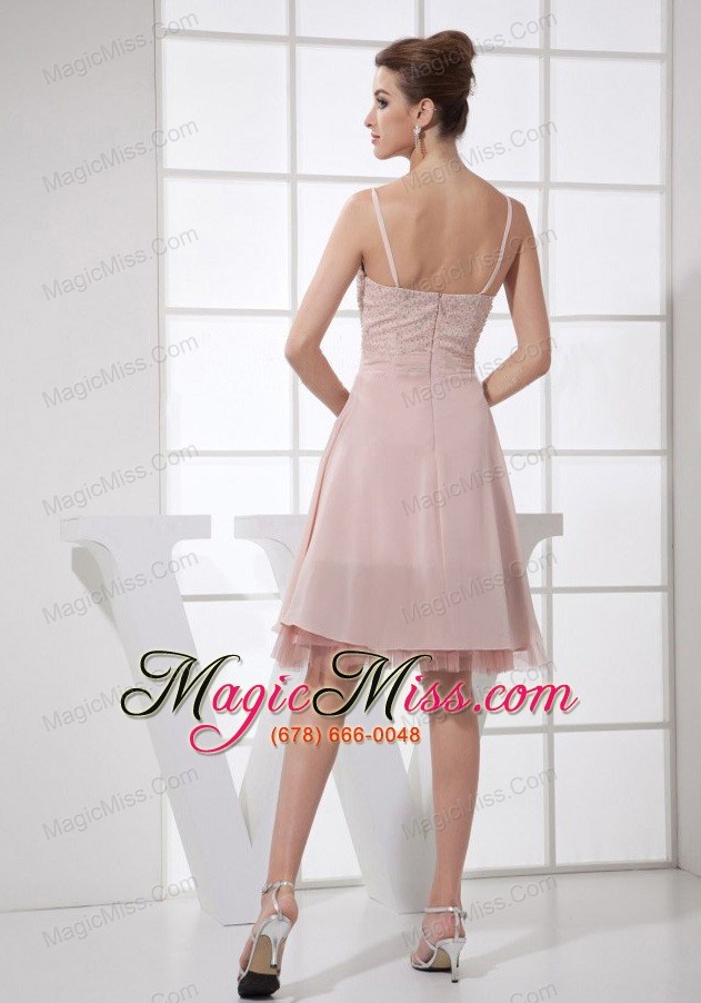 wholesale light pink beading decorate bodice straps knee-length 2013 prom dress