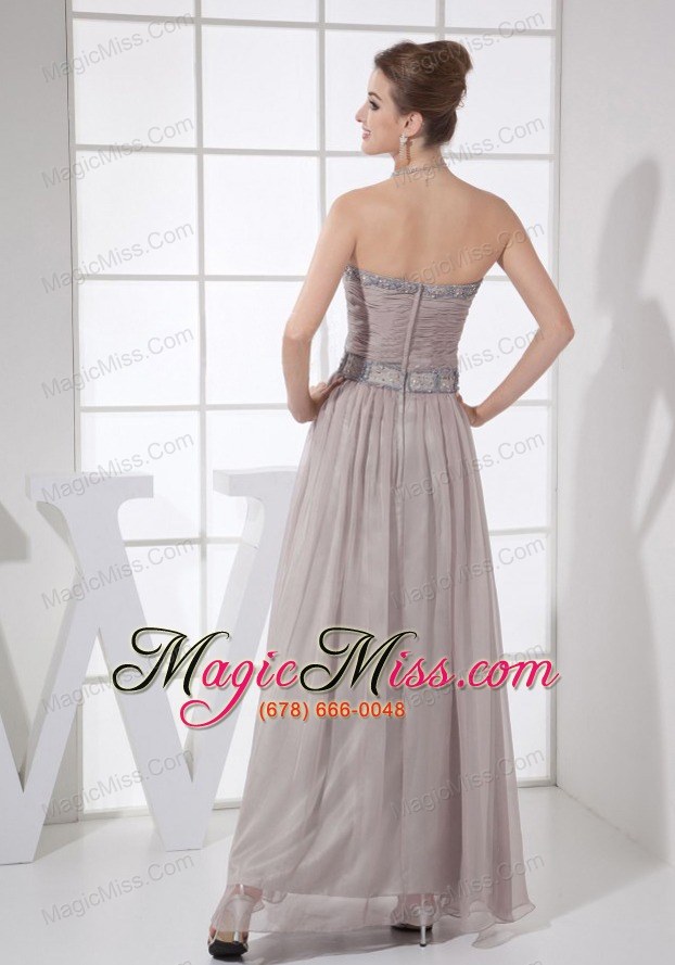 wholesale beading decorate bodice sweetheart neckline ankle-length grey chiffon 2013 prom dress