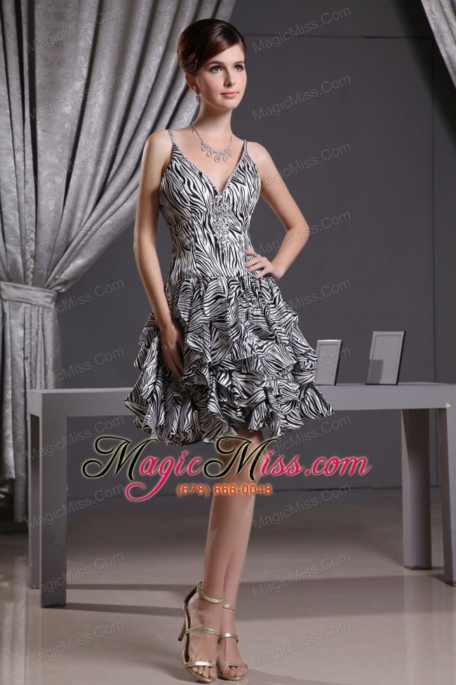wholesale zebra prom dress with straps a-line mini-length