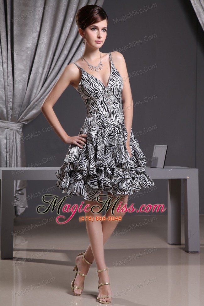 wholesale zebra prom dress with straps a-line mini-length