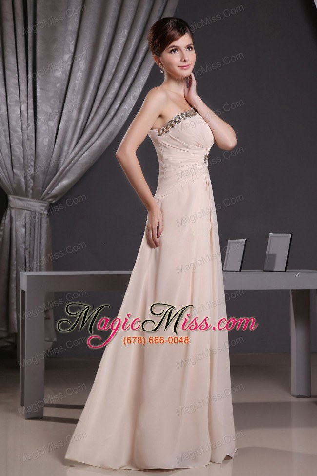 wholesale one shoulder baby pink and beading for prom dress