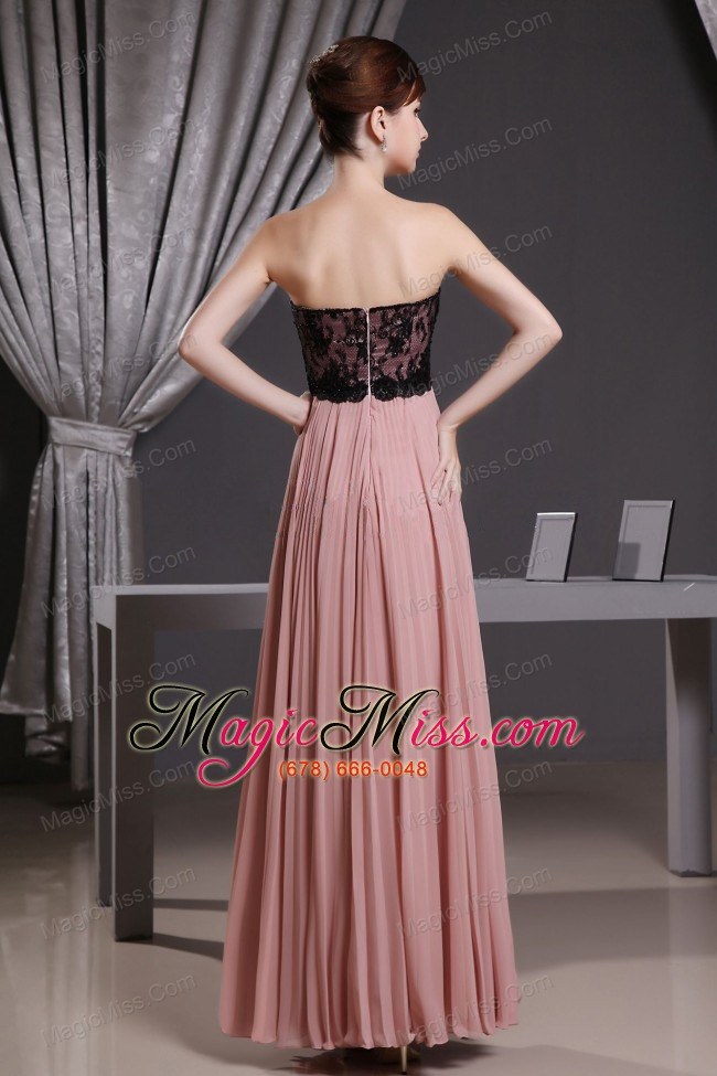 wholesale pink prom dress with sweetheart laceand pleat decorate