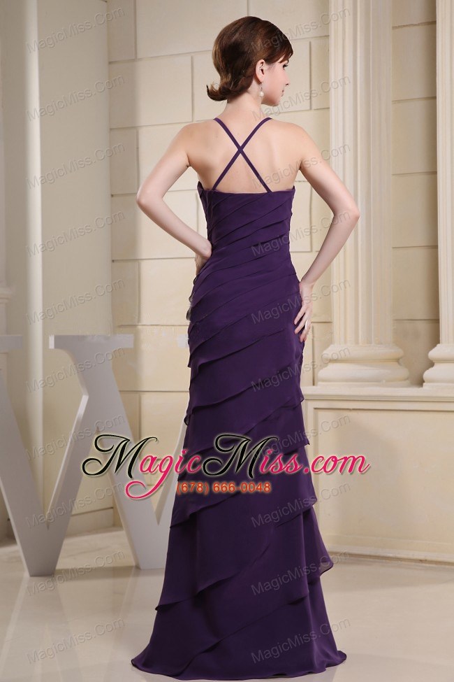 wholesale prom dress with colulm purple and ruffers for custom made