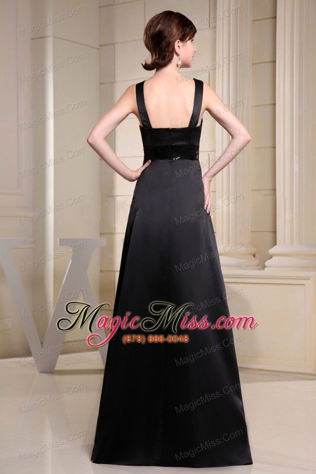 wholesale straps black prom dress with belt a-line floor-length