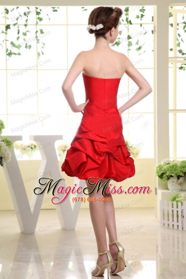 wholesale strapless red and hand made flower for prom dress with pick-ups