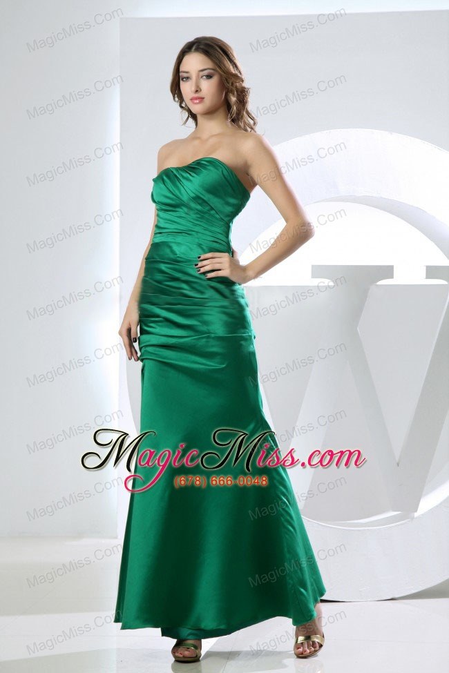 wholesale mermaid strapless taffeta green ruched ankle-length prom dress