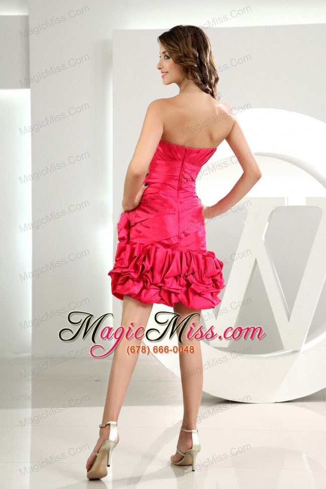 wholesale ruffles column sweetheart taffeta mini-length prom dress hot pink