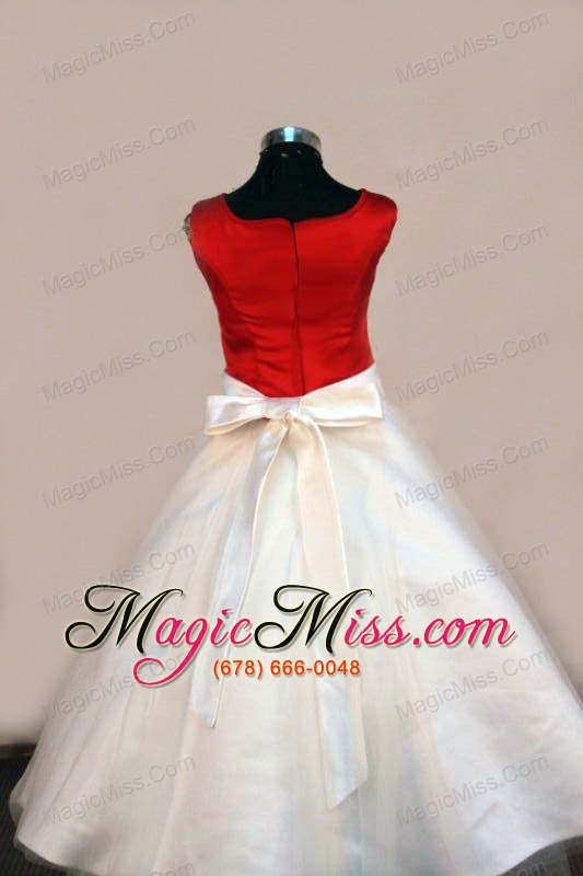 wholesale discount scoop floor-length satin a-line white taffeta beading little girl pageant dresses