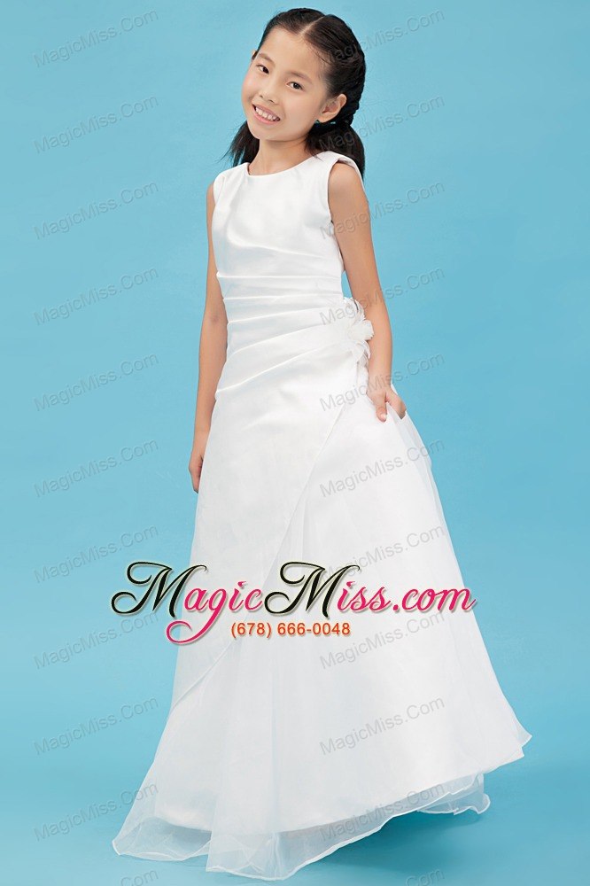 wholesale white a-line scoop floor-length taffeta appliques flower girl dress