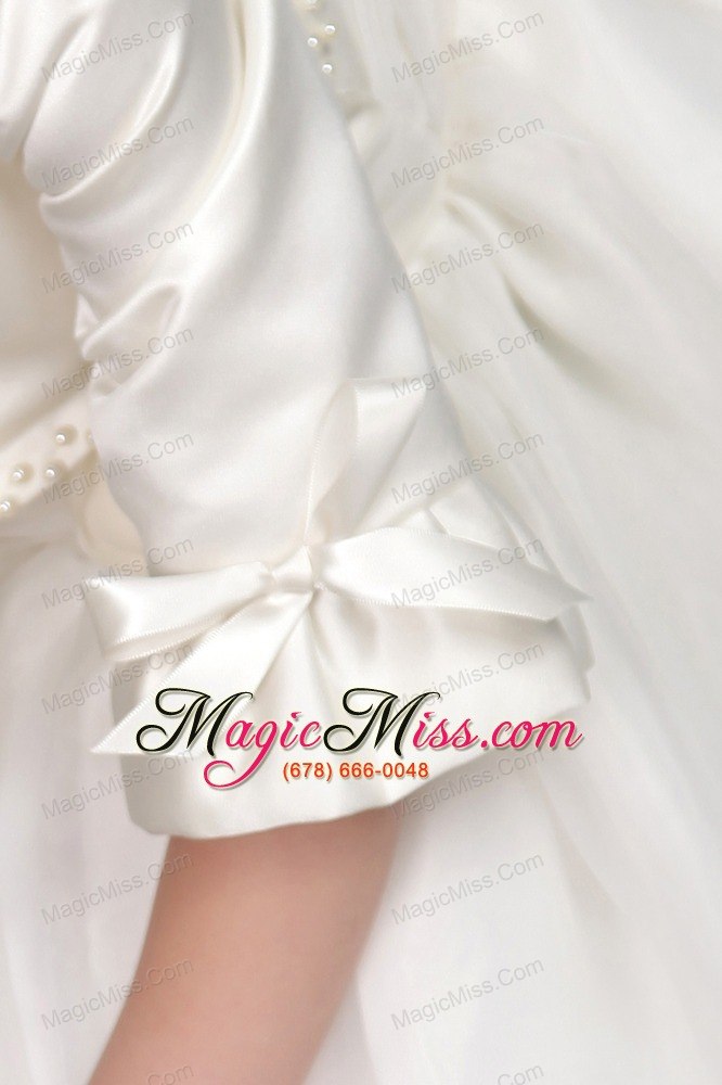 wholesale white a-line / princess scoop tea-length organza sach flower girl dress