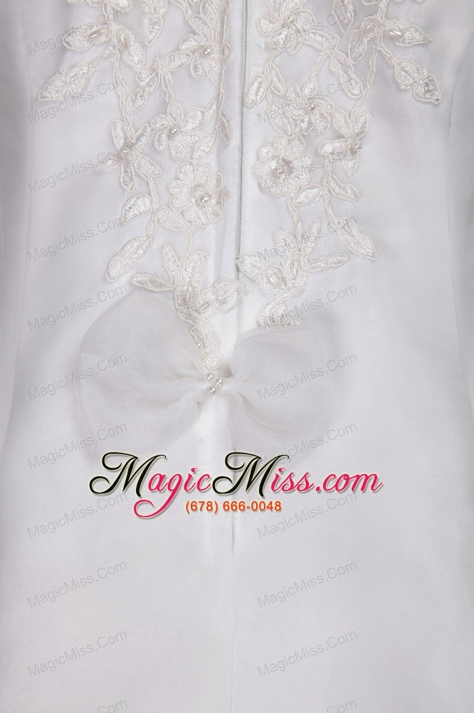 wholesale white a-line / princess bateau tea-length tulle lace flower girl dress