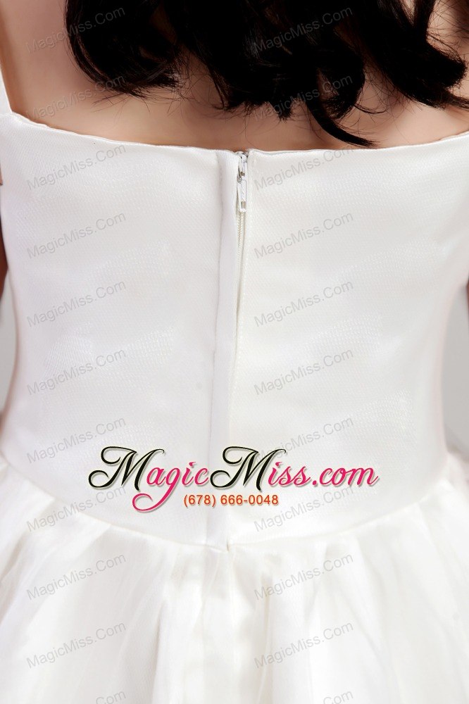 wholesale white a-line straps ankle-length taffeta and organza hand made flowers flower girl dress