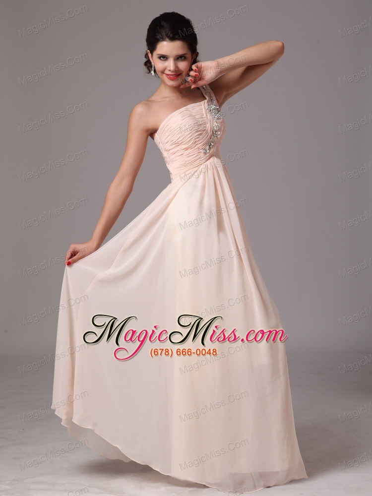 wholesale beaded decorate shoulder champagne empire hottest prom gowns with one shoulder in gulf shores alabama
