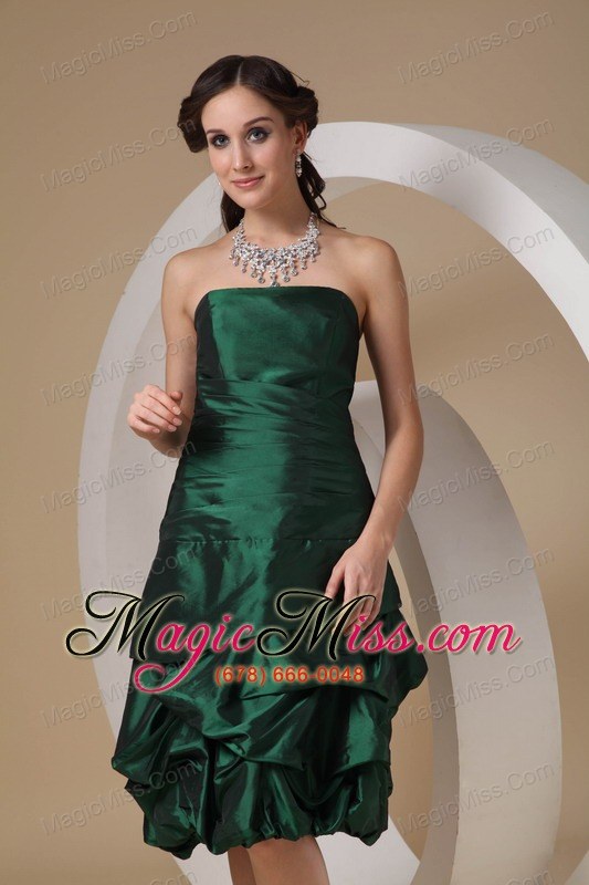 wholesale dark green column strapless knee-length taffeta beading prom / homecoming dress