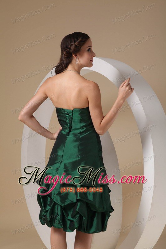 wholesale dark green column strapless knee-length taffeta beading prom / homecoming dress