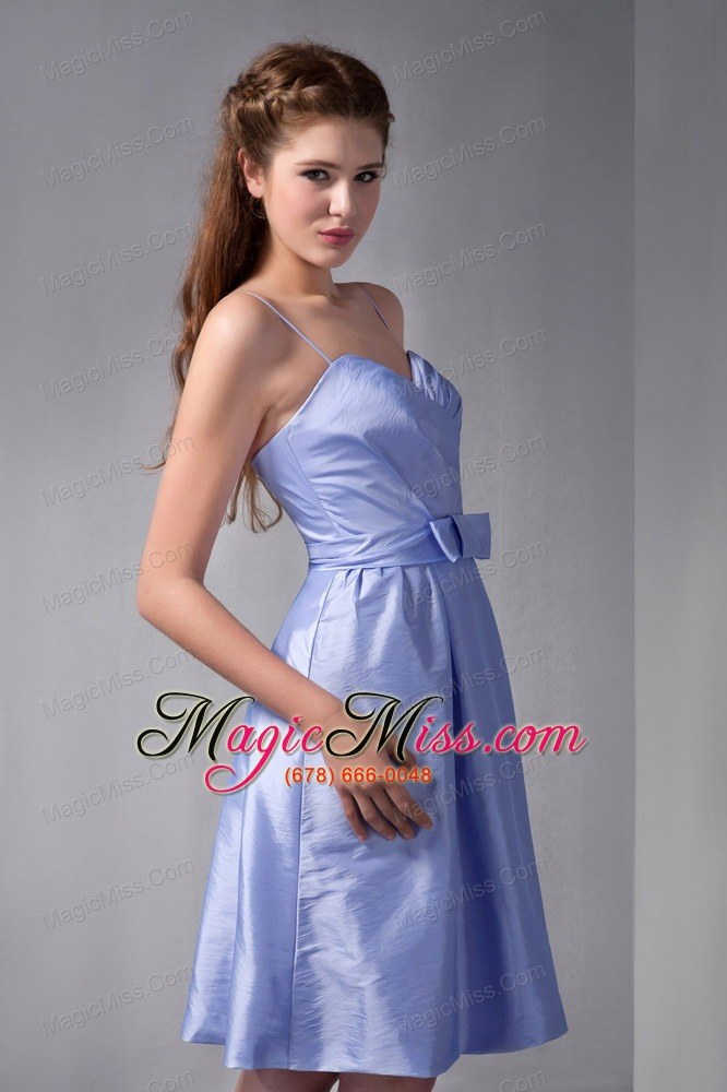 wholesale lilac column straps knee-length taffeta ruch bridesmaid dress