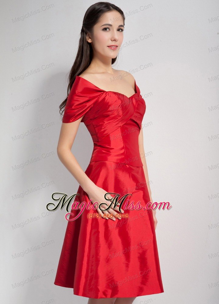 wholesale red a-line sweetheart knee-legnth taffeta bridesmaid dress