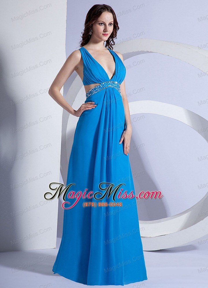 wholesale empire v-neck floor-length stylish prom dress beading chiffon