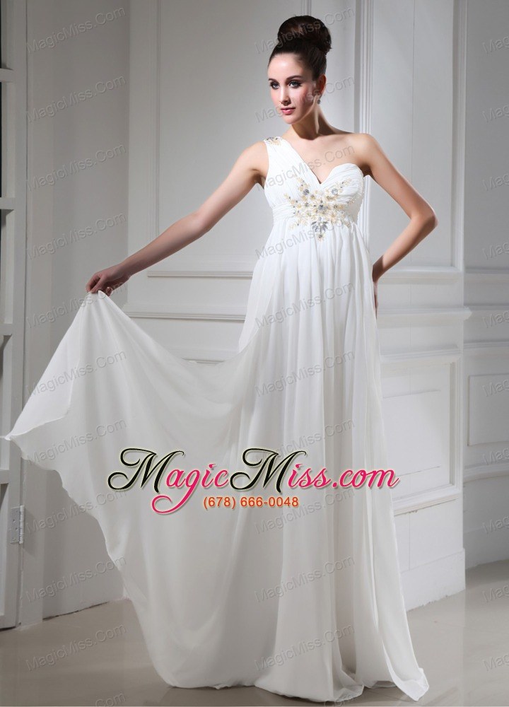wholesale one shoulder 2013 wedding dress with beaded empire for custom made