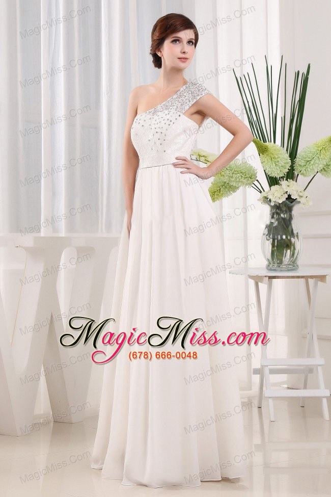 wholesale pretty white one shoulder beading prom celebrity dress in 2013