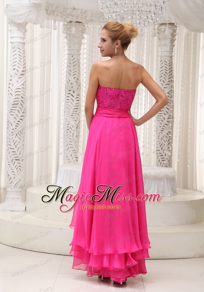 wholesale hot pink beaded decorate sweetheart neckline detachable chiffon and sequin prom / evening dress for formal evening