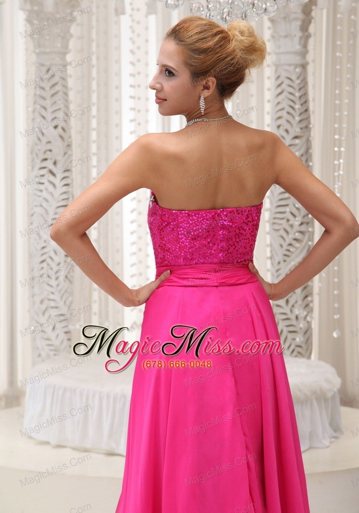 wholesale hot pink beaded decorate sweetheart neckline detachable chiffon and sequin prom / evening dress for formal evening