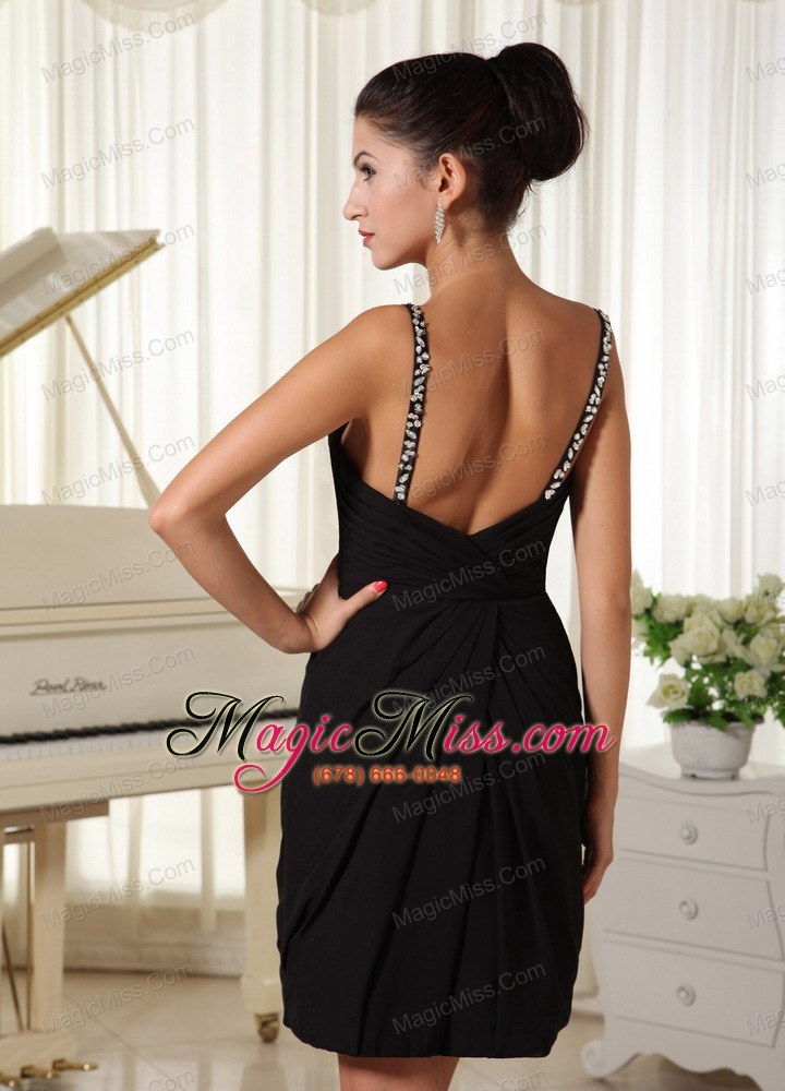 wholesale beaded decorate straps black ruched mini-length homecoming gowns