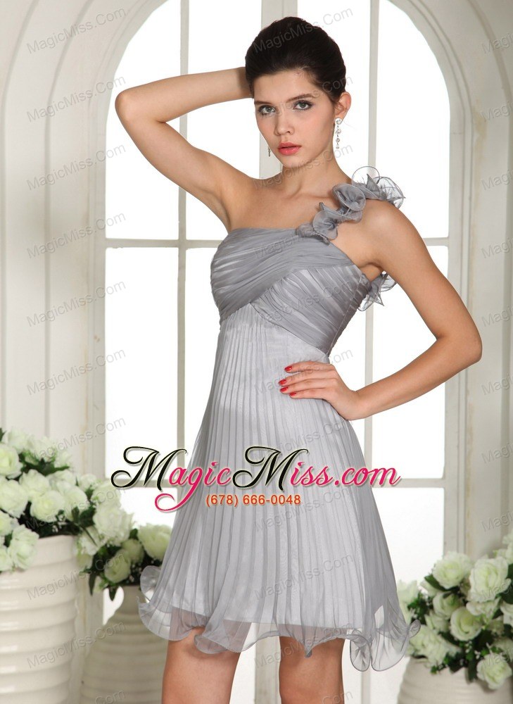 wholesale gray empire one shoulder 2013 prom dress with ruch organza in mississippi