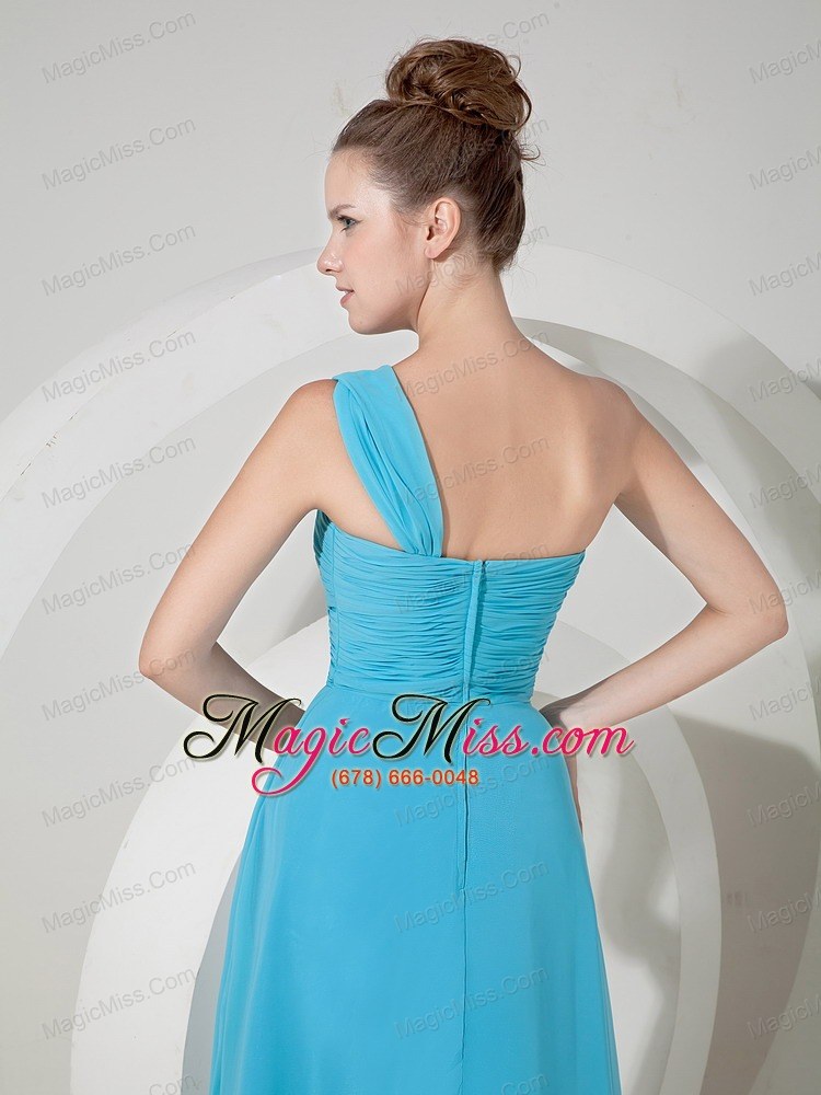 wholesale exquisite aque blue one shoulder chiffon prom dress