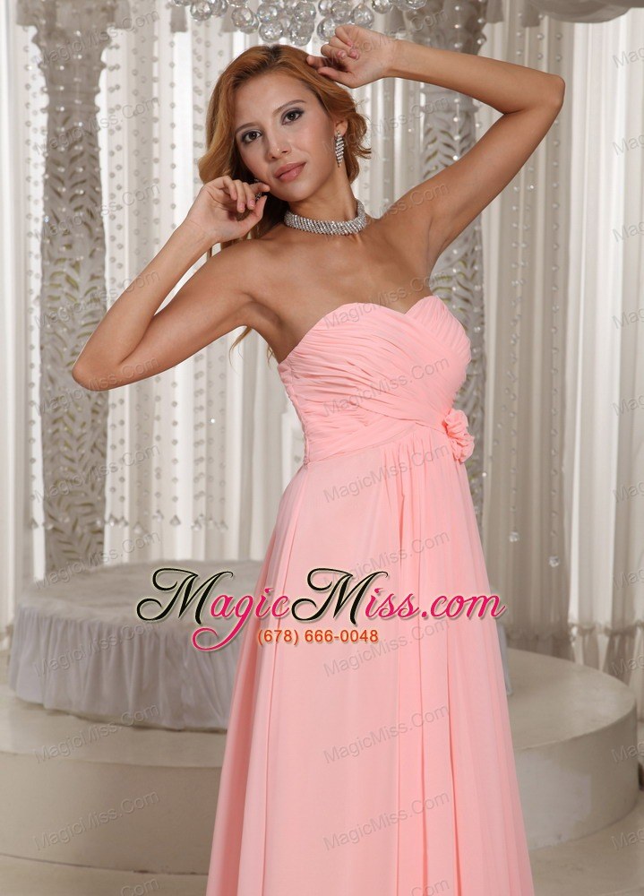 wholesale baby pink stylish prom dress ruched bodice chiffon for prom