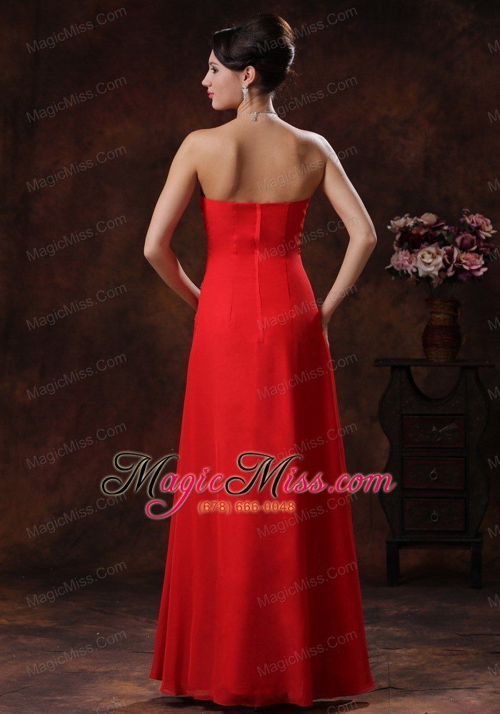 wholesale fountain hills arizona red beaded decorate strapless chiffon prom dress