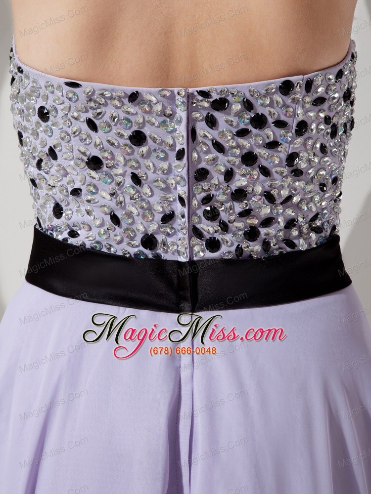 wholesale luxurious lilac empire strapless evening dress chiffon beading floor-length