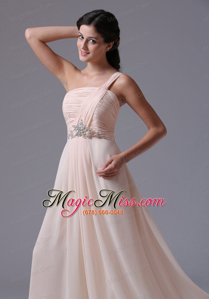 wholesale wholesale empire baby pink one shoulder newtown connecticut prom dress with ruch and beading