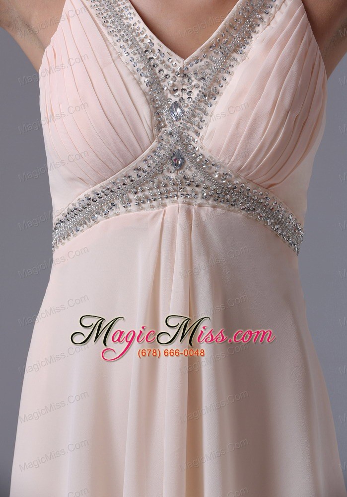 wholesale lovely baby pink v-neck 2013 prom dress with beading and ruch in north haven connecticut