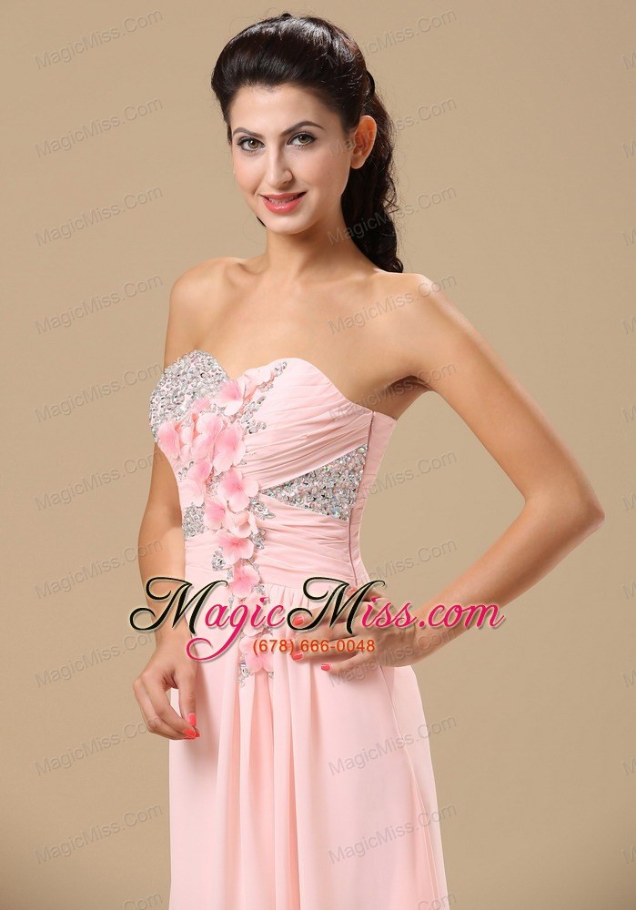 wholesale west plains beading and hand made flowers decorate up bodice light pink chiffon prom dress for 2013