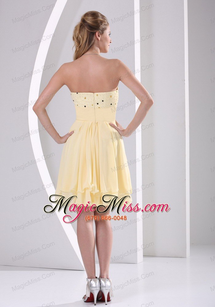 wholesale light yellow chiffon sweetheart beaded knee-length homecoming / cocktail dress for custom made