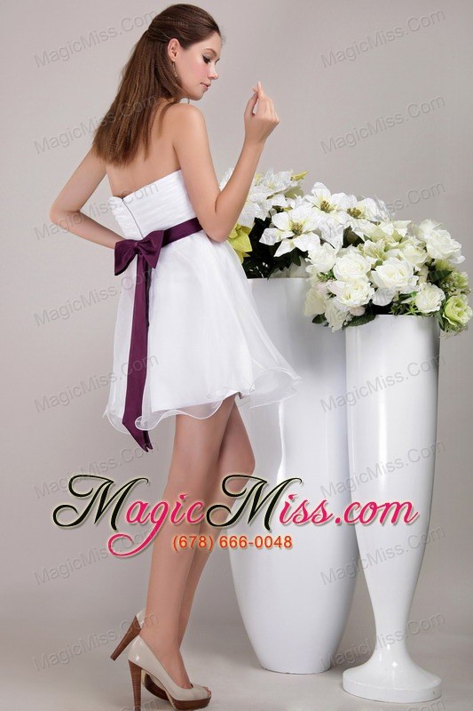 wholesale white a-line / princess strapless mini-length organza appliques prom / cocktail dress