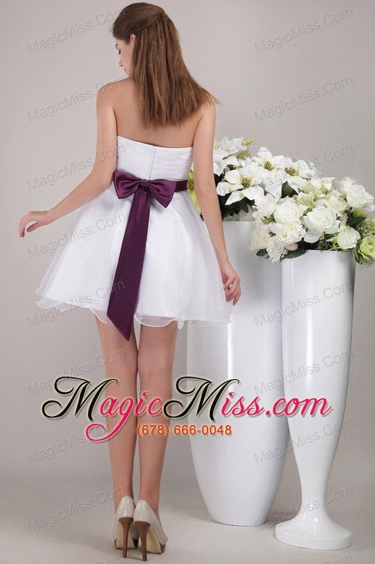 wholesale white a-line / princess strapless mini-length organza appliques prom / cocktail dress