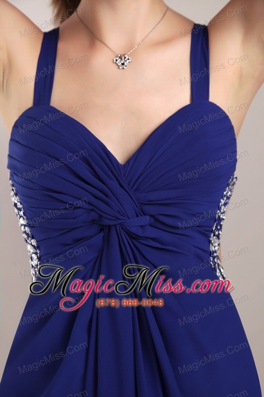 wholesale blue empire straps floor-length chiffon beading prom / evening dress