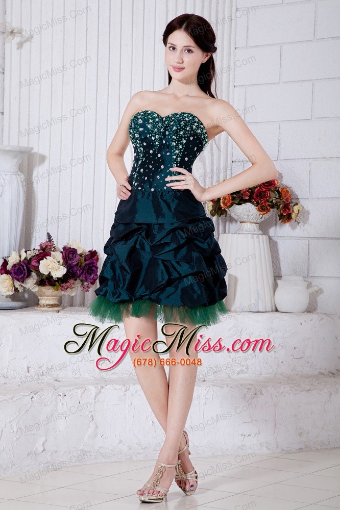 wholesale turquoise princess sweetheart mini-length taffeat beading prom / homecoming dress