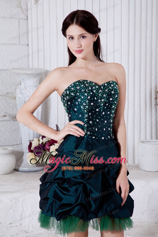 wholesale turquoise princess sweetheart mini-length taffeat beading prom / homecoming dress