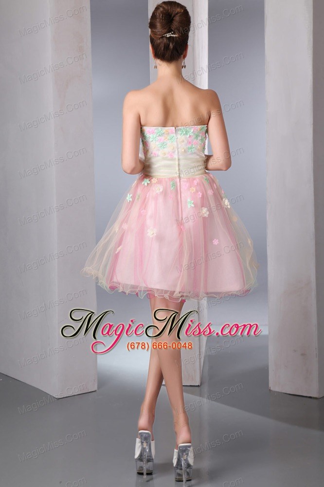 wholesale colorful a-line sweetheart mini-length organza appliques prom dress