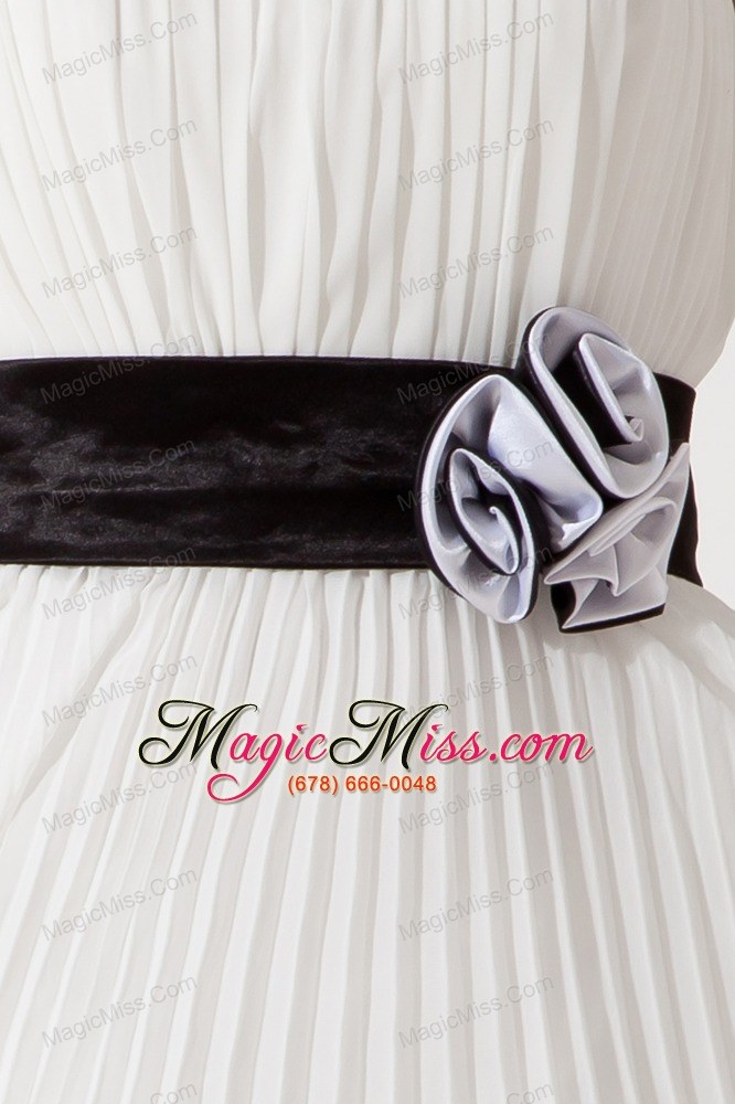 wholesale white empire strapless mini-length organza belt prom / homecoming dress