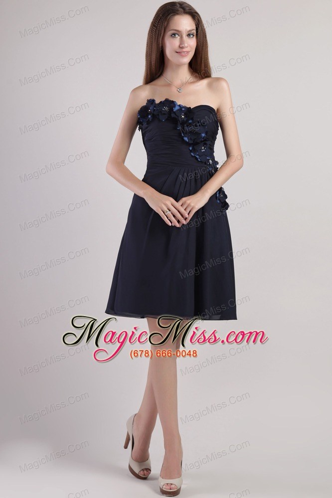 wholesale black empire strapless mini-length chiffion appliques prom / homecoming dress